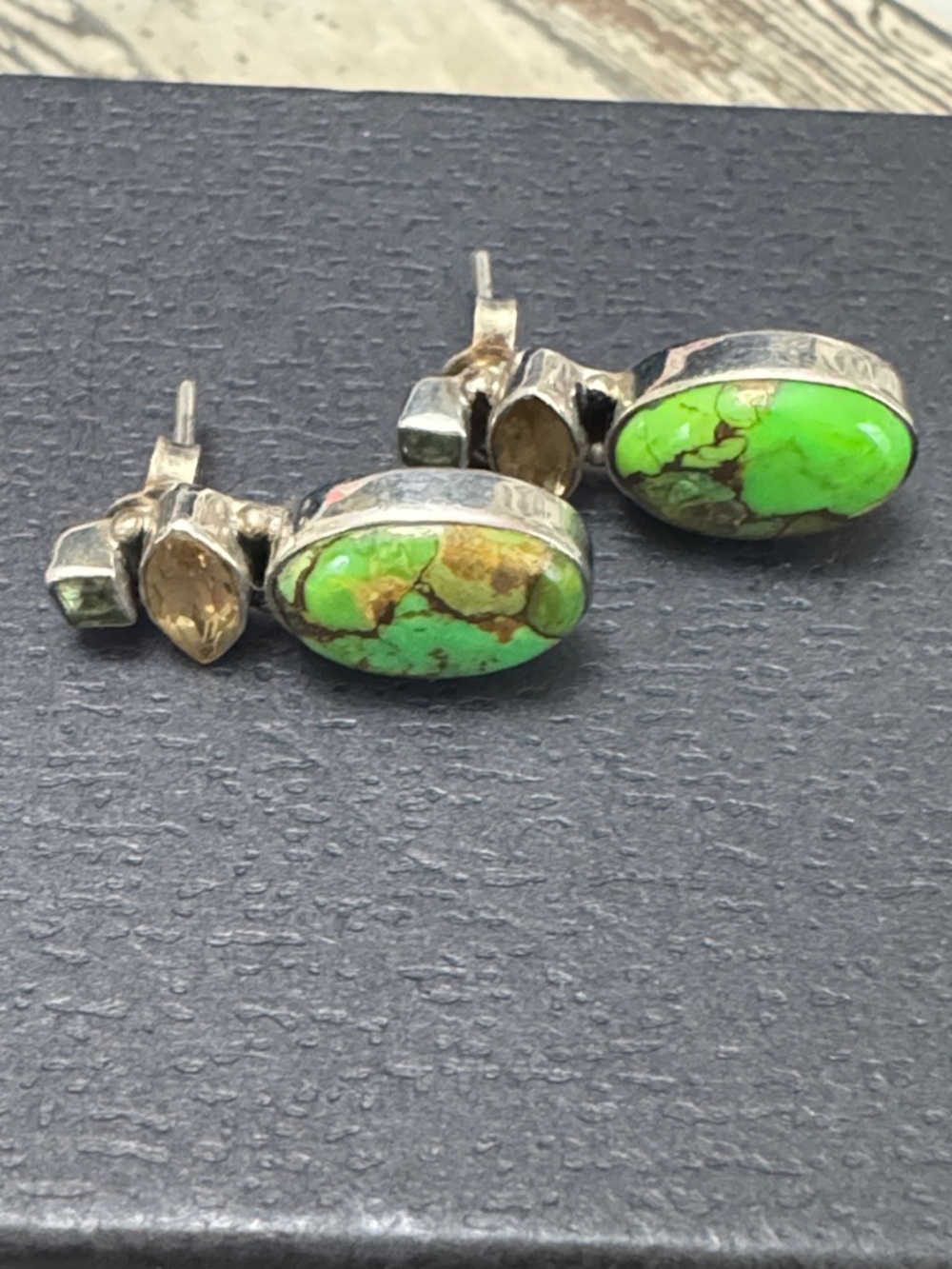 Green Turquoise Sterling Drop Earrings